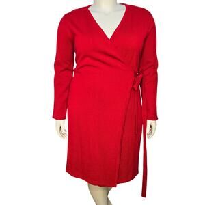Amanda Charles Sweater Knit Wrap Dress Womens X-Large Red Holiday Christmas